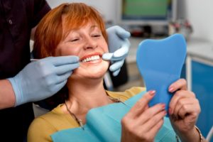 A woman at her dental exam.