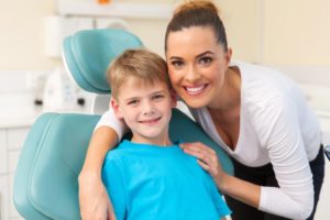 mother and son visiting pediatric dentist in san antonio