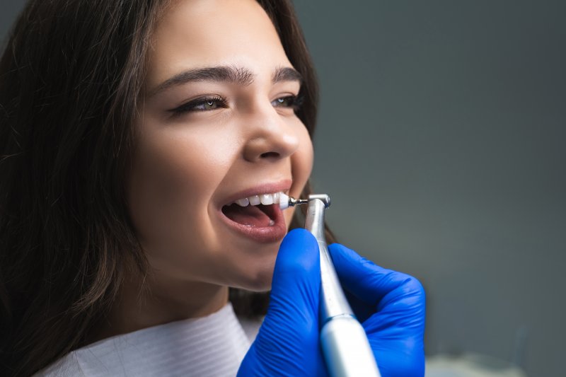 woman getting teeth spring cleaning in San Antonio